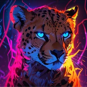 Neon Cheetah metal art print